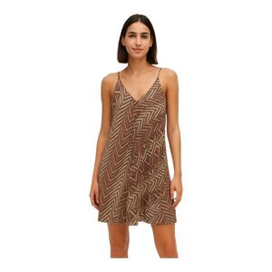 Calvin Klein Chiffon Cami Cocktail Dress Asymmetric Hem Lined Flowy Geometric 4